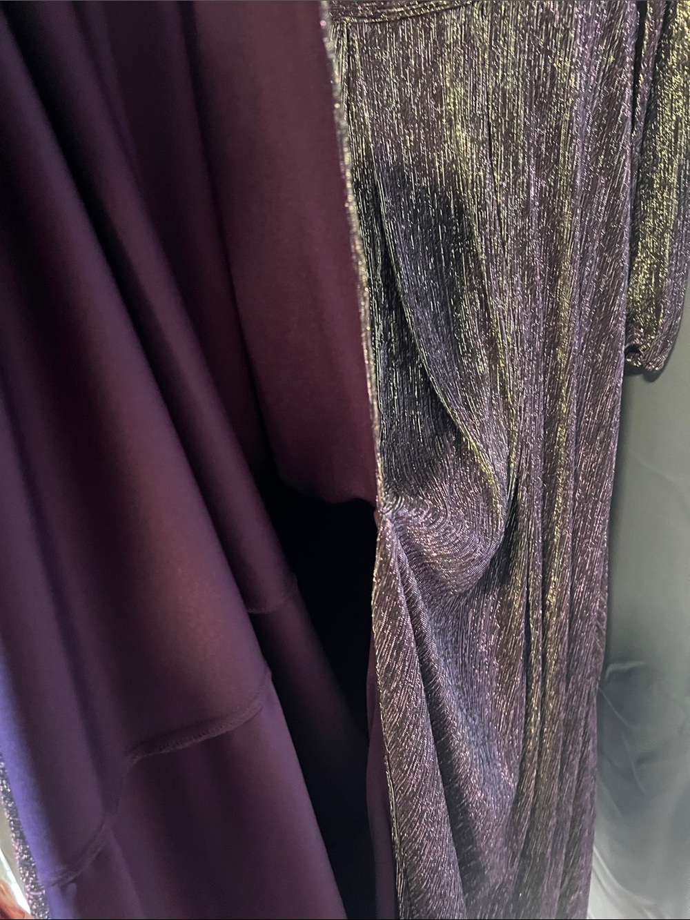 R & M Richards Purple and Gold Metallic Long Sleeve Maxi Dress - Picture 7 of 9
